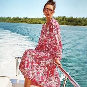 New - Lilly Pulitzer Tinslee Floral long Sleeve Midi Dress in a 14